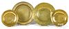 Two brass deep dishes and two plates 18th c.