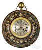 French tole decorated wall clock, 19th c.