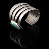 Charles Loloma, Tufa Cast Silver, Turquoise and Gold Cuff Bracelet, ca. 1975