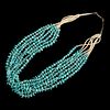 Charles Loloma, 7 Strand Heishi Turquoise Beaded Necklace with Gold Cones
