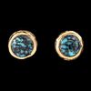 Charles Loloma, Pair of Gold and Turquoise Oval Earrings