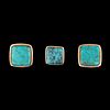 Charles Loloma, Gold and Turquoise Stud Earrings