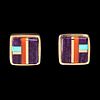 Charles Loloma, Pair of Gold and Stone Inlay Earrings
