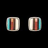 Charles Loloma, Stone and Wood Inlay Earrings