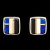 Charles Loloma, Pair of Silver and Stone Inlay Earrings