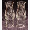 Pair of Etched Glass Hurricane Shades