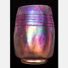 A Steuban Opalescent Glass Vase With Pink Threading, pre-1930