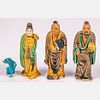 Three Chinese Glazed Pottery Figures with Dog