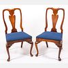 Pair of Queen Anne Style Stained Hardwood Side Chairs