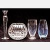  Unsigned Etched Crystal and Glass Vases