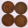Four Circulated U.S. Indian Head One Cent Coins