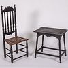 A New England William & Mary Bannister Back Side Chair with Caned Seat, 18th Century,