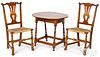 Maple tavern table, together with a pair of chairs