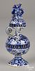 English blue and white Delft double money bank