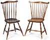 Two New England fanback Windsor side chairs