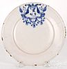 Delft blue and white marriage plate, dated 1695