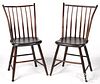 Pair of New England rodback Windsor side chairs