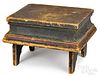 Painted pine footstool, 19th c.