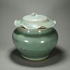 A Longquan kiln porcelain jar with lotus leaf shaped lid
