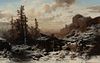 August Richard Zimmermann (German, 1820-1875), A Mill in a Mountainous Winter Landscape