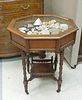 Octagonal Display Table With Shells.
