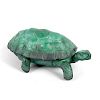 A 'malachite' glass dish and cover, modelled as a tortoise with the shell forming the removable cove