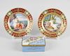 A group of Continental porcelain, comprising a pair of Vienna cabinet plates, painted with scenes en