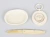 Five pieces of ivory, to include a pen knife, page turner, oval dish, and miniature frame, etc.
