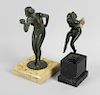 G Schlienstein, after the Antique, bronze figure of a naked female about to drink from a bowl upon a