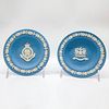 Set Of 2 Wedgwood Pale Blue Jasperware Plates, Britannia