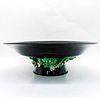 Large Ceramic Pedestal Bowl, Frogs and Water Lilies