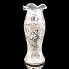 Art Nouveau Glass Vase With Floral Silver Overlay