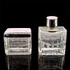 2pc Vintage Etched Glass/Enamel Perfume Bottle and Pin Box