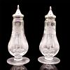 2pc Vintage Etched Glass Salt and Pepper Shakers