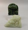 Two Chinese Jade Relief Landscapes.