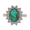 GIA 2.84ct Emerald Diamond 18k Gold Ring