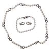 Tiffany &amp; Co Silver Pearl Infinity Necklace Bracelet Earrings Set