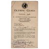 London 1908 Olympics ID Card