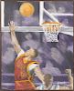 Nicholas Rosal (American 20th/21st c.), oil on canvas of a basketball scene, signed lower left