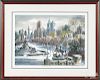 William Ressler (American, b. 1929), lithograph, titled Winter Skyline, signed lower right