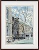 Raimond Del Noce (American 20th/21st c.), watercolor of a Philadelphia street scene