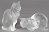 Pair of Lalique cats, 3 5/8'' h. and 8 1/4'' h.
