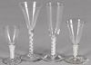 Three cotton twist glass wines, late 18th/early 19th c., together with one air twist wine