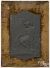 Continental bronze plaque of a Roman gentleman, signed Taysse 1869, 18'' x 10''.