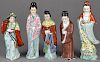 Five Chinese porcelain figures, 20th c., tallest - 12''.