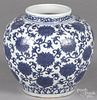 Chinese blue and white porcelain vase with floral decoration, 8'' h.