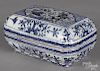 Chinese blue and white porcelain covered box, 4 1/4'' h., 8 3/4'' w.