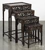 Set of Chinese carved hardwood nesting tables, early 20th c., 28'' h., 19 1/2'' w.