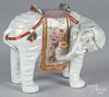 Chinese porcelain elephant joss stick holder, 18th/19th c., 7'' h.