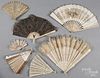 Hand fans, to include several Chinese carved ivory examples.